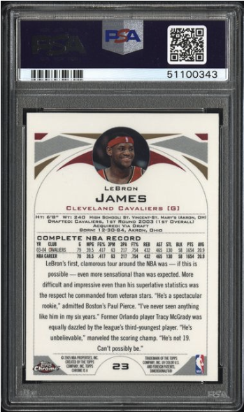 2004 Topps Chrome LeBron James #23 — PSA 9 MINT