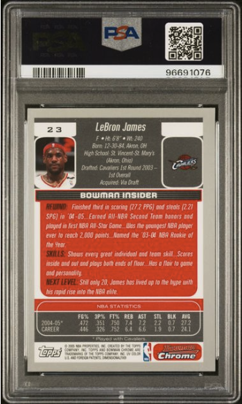 2005 Bowman DP & Pros Chrome LeBron James #23 — PSA 10 GEM MT