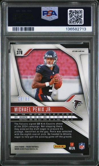 2024 Panini Prizm Michael Penix Jr. RC #378 Blue Sparkle /96 — PSA 10 Gem Mint